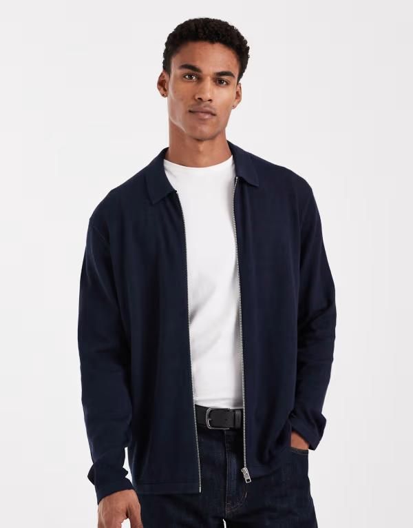 ジャック アンド ジョーンズ メンズ アウター カーディガン ニット Jack Jones knit zip up cardiganavy Blazer ネイビー