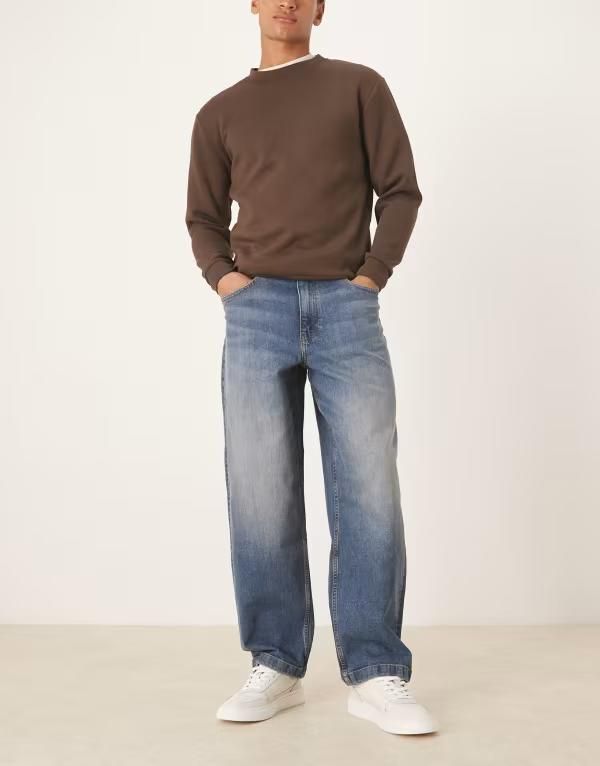 エイソス メンズ ボトムス デニムパンツ ジーンズ ASOS DESIGN loose straight jeans in light wash Light blue wash ブルー
