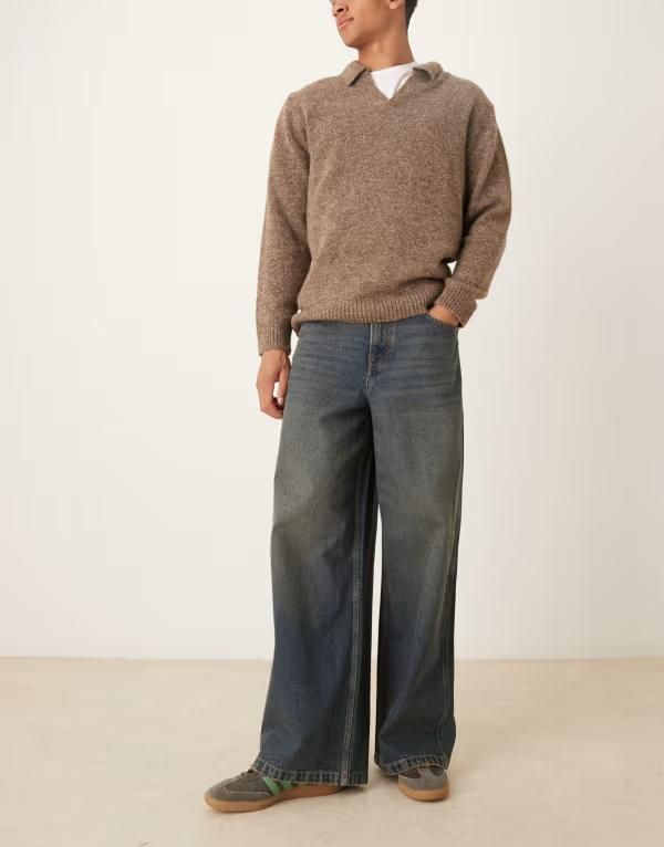 エイソス メンズ ボトムス デニムパンツ ジーンズ ASOS DESIGN super baggy jeans in mid wash blue with tint Mid wash blue ブルー