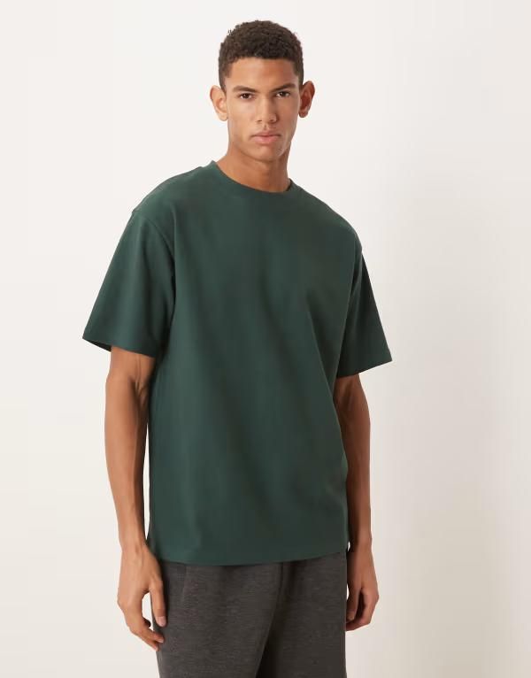 エイソス メンズ トップス Tシャツ ASOS DESIGN relaxed Tshirt in dark green boucle Darkest spruce グリーン