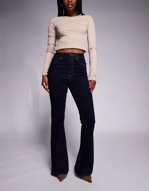 エイソス レディース ボトムス デニムパンツ ジーンズ ASOS DESIGN sculpting super stretch flare jeans in rinse
