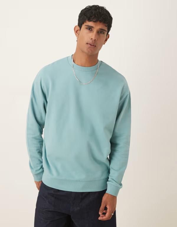 エイソス メンズ アウター パーカー・スウェット スウェット シャツ ASOS DESIGN essential standard fit sweatshirt BLUE ブルー