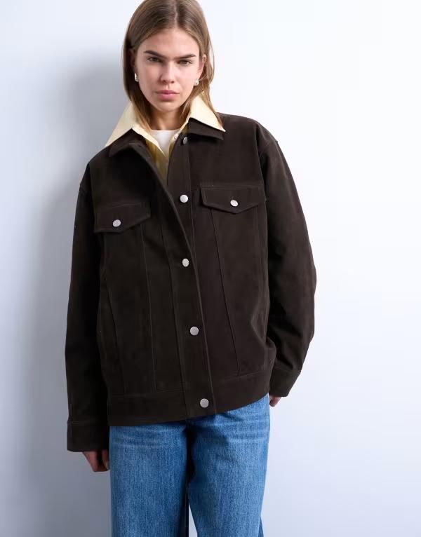トップショップ レディース アウター ジャケット・ブルゾン スエード Topshop western suedette jacket BROWN ブラウン
