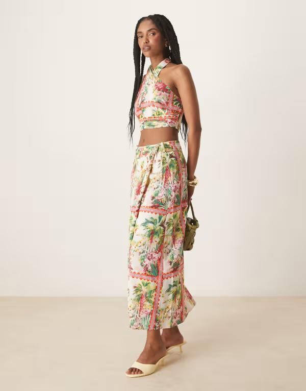 ノーバディーズ チャイルド レディース ボトムス スカート Nobodys Child Amazon wrap midaxi skirt in multi part of a set Morello Scenic マルチカラー
