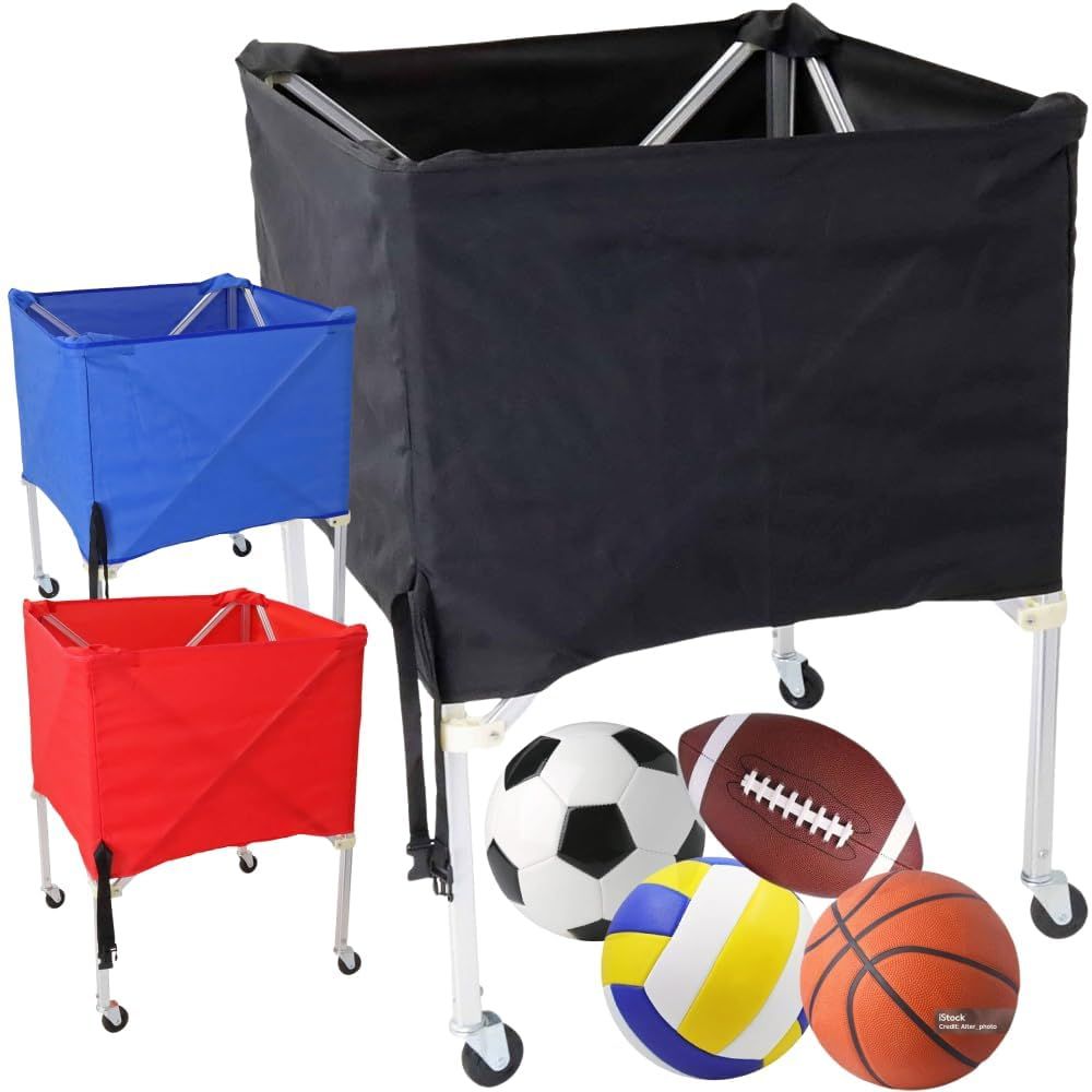 ボールかご 折り畳み キャスター付き iimono117 [ バレーボール バスケ サッカー ハンドボール ドッジボール ] ボールカート (ブラック)ｍａ