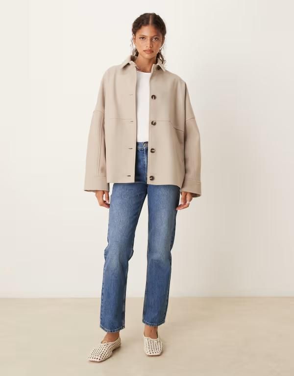 エイソス レディース アウター コート ジャケット ASOS DESIGN slouchy formal harrington jacket in oatmeal Oatmeal オートミール 20,146円