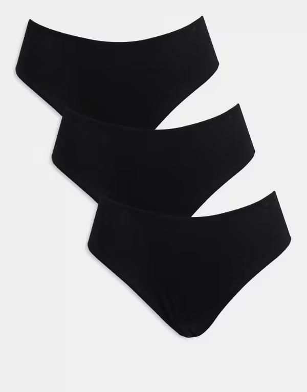 エイソス レディース アンダーウェア ブリーフパンツ ハイウエスト コットン ASOS DESIGN 3 pack cotton high waist briefs Black ブラック
