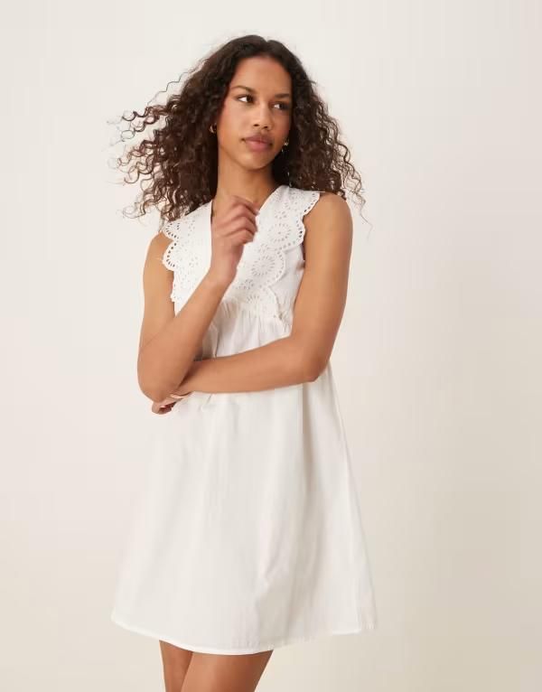 ジェイディーワイ レディース トップス ワンピース オープンバック ミニワンピース ミニ JDY open back eyelet details mini dress WHITE ホワイト