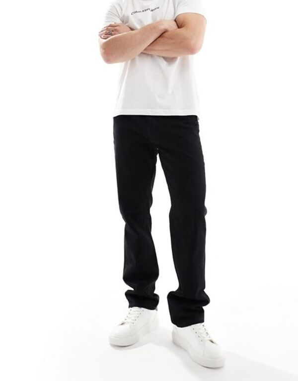 エイソス メンズ ボトムス デニムパンツ ストレート ジーンズ ASOS DESIGN straight leg jeans Black ブラック