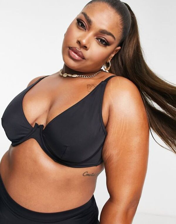 エイソス レディース 水着 トップのみ ASOS Curve ASOS DESIGN Curve mix and match step front underwire bikini top Black ブラック
