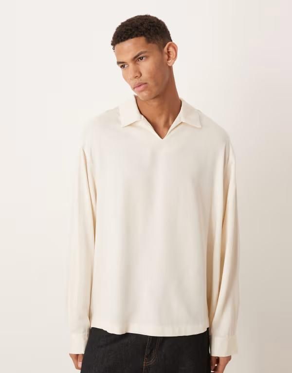 エイソス メンズ トップス シャツ ASOS DESIGN oversized overhead shirt in stone ストーン