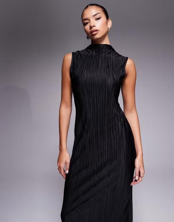 エイソス レディース トップス ワンピース ミディワンピース リブ ミディ ASOS DESIGN ribbed grown on neck midi dress Black ブラック 11,146円