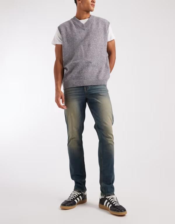 エイソス メンズ ボトムス デニムパンツ ジーンズ ASOS DESIGN skinny jeans in dark wash blue with tint Dark wash blue ブルー
