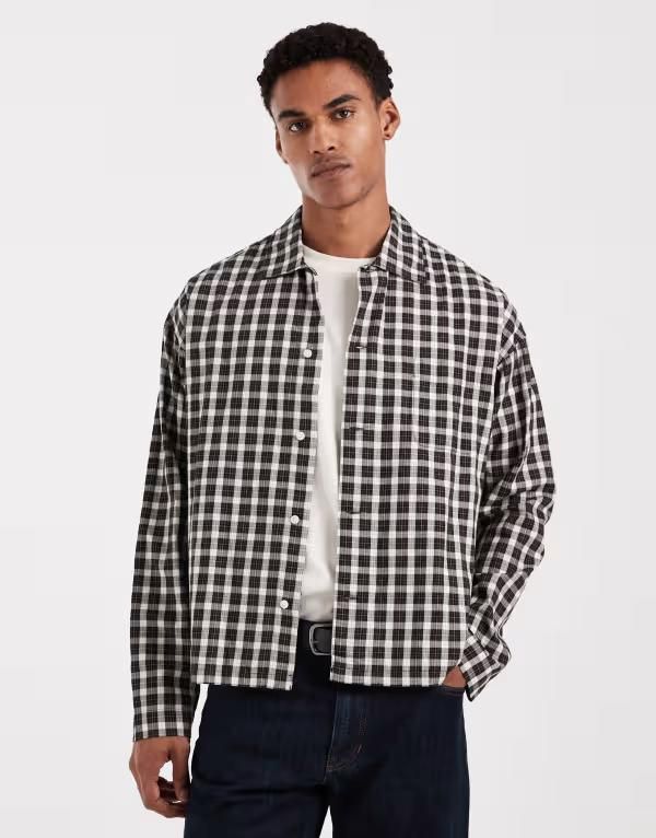 ジャック アンド ジョーンズ メンズ トップス シャツ クロップド Jack Jones cropped boxy shirt plaid Forest River フォレスト