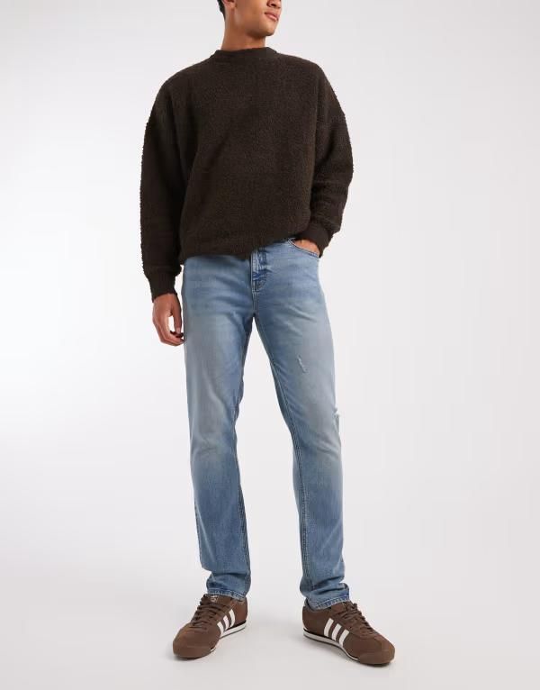 エイソス メンズ ボトムス デニムパンツ ヴィンテージーンズ ASOS DESIGN skinny fit jeans in vintage mid wash Mid Wash Blue ブルー