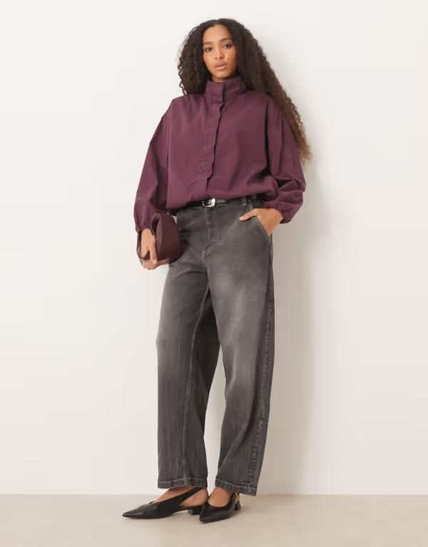 エイソス レディース アウター ジャケット・ブルゾン スタンドネック ジャケット ASOS DESIGN funnel neck sports jacket with gathered hem in plum Plum プラム