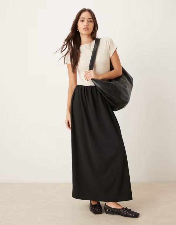 エイソス レディース トップス ワンピース マキシワンピース マキシ ASOS DESIGN slash neck hybrid dropped waist maxi dress and MONO ホワイト