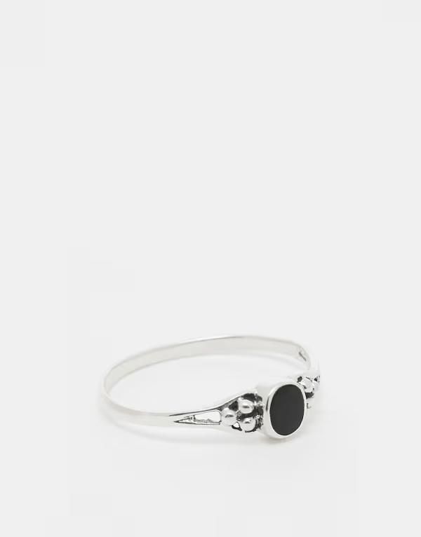 キングスリーライアン レディース アクセサリー リング Kingsley Ryan black onyx oval ring in sterling Black Onyx ブラック