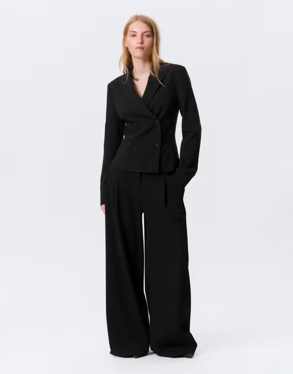 ウィークデイ レディース アウター ジャケット・ブルゾン スリムフィット ブレザー Weekday slim fit double breasted blazer Black ブラック