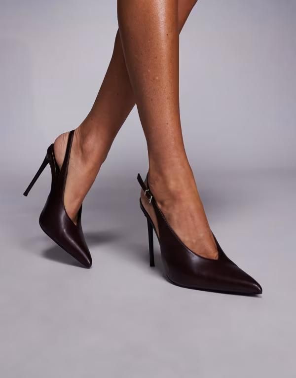 パブリックデザイア レディース シューズ ヒール Public Desire Tatti sling back heeled shoes Burgundy バーガンディ