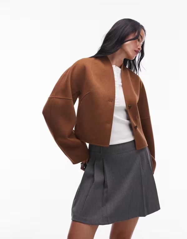アンドアザーストーリーズ レディース アウター ジャケット・ブルゾン モックネック ウール ジャケット Other Stories wool mock neck jacket BROWN ブラウン