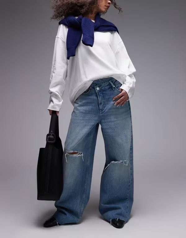 オールセインツ レディース ボトムス デニムパンツ ジーンズ AllSaints Aki crossover waist jeans in light wash Mid indigo インディゴ