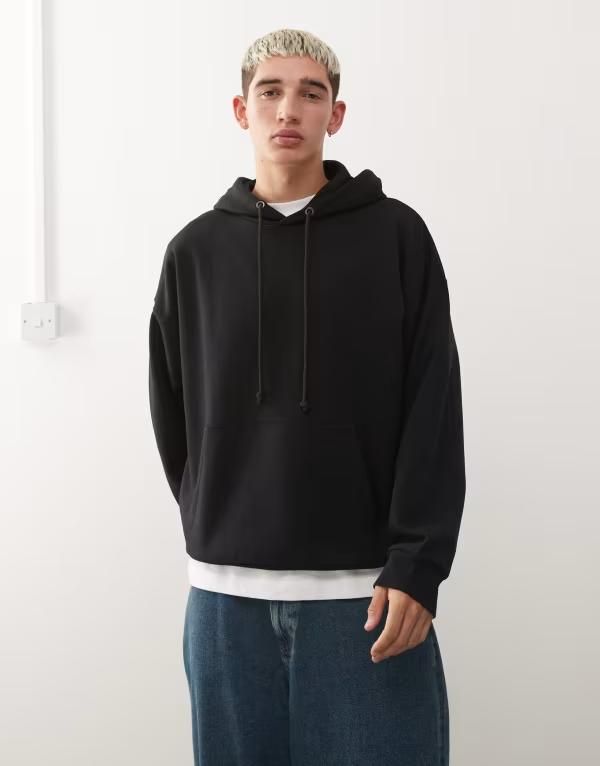 コルージョン メンズ アウター パーカー・スウェット パーカー COLLUSION boxy hoodie Black ブラック
