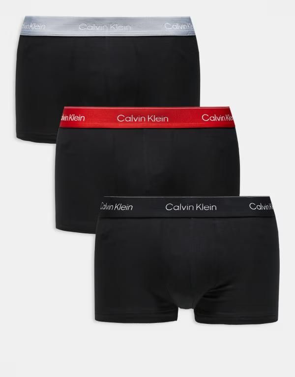 カルバンクライン メンズ アンダーウェア トランクス ローライズ コットン Calvin Klein Icon Cotton Stretch 3 pack low rise briefs with blackgrayred waistband Multi マル