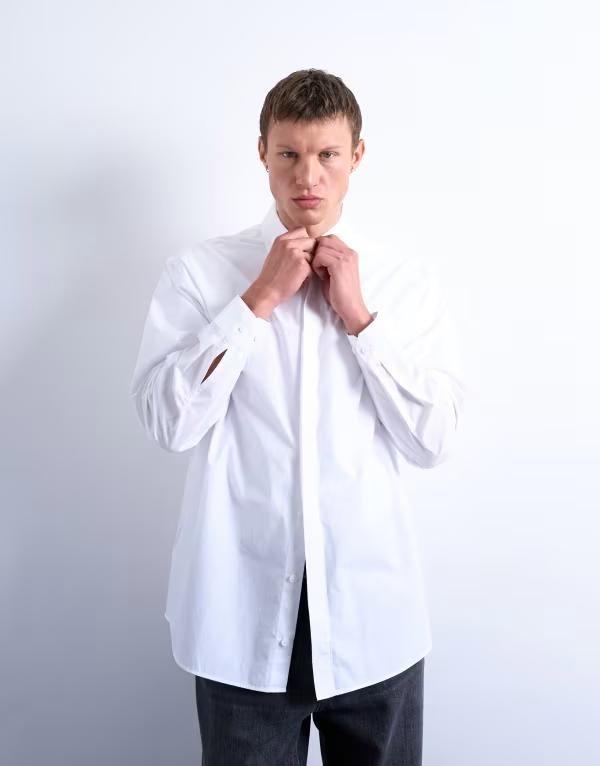 トップマン メンズ トップス シャツ オーバーサイズフィット Topman oversized fit formal shirt WHITE ホワイト