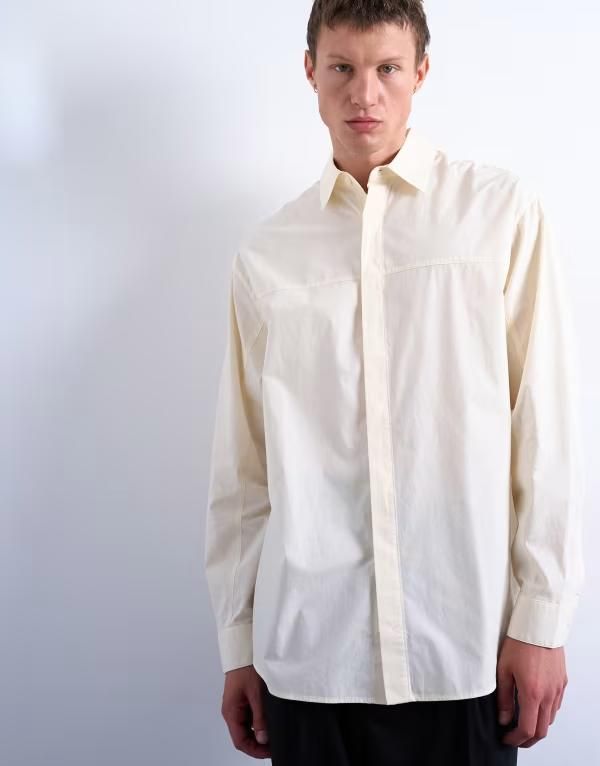 トップマン メンズ トップス シャツ オーバーサイズフィット Topman oversized fit formal shirt in light yellow Light Yellow イエロー