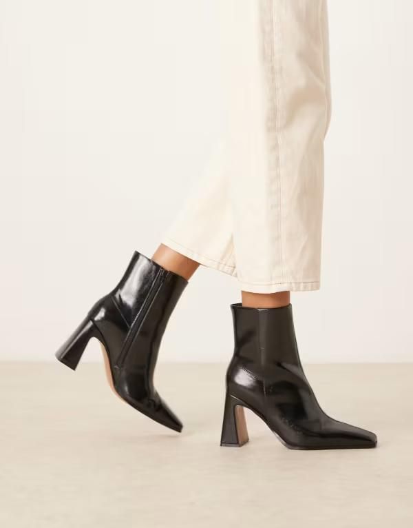 エイソス レディース シューズ ブーツ・レインブーツ ヒール ASOS DESIGN Elodie chisel toe heeled boots Black ブラック