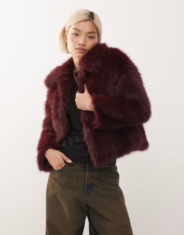 リクレイム ヴィンテージ レディース アウター ジャケット・ブルゾン ジャケット Reclaimed Vintage faux fur boxy jacket in plum Plum プラム 27,972円