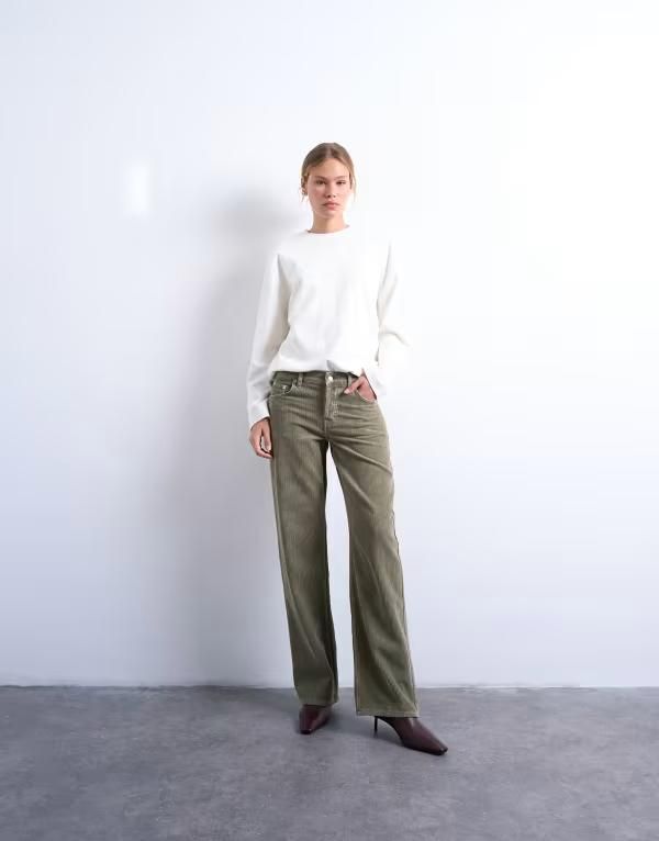 トップショップ レディース ボトムス デニムパンツ ローライズ ジーンズ Topshop Ember low rise cord jeans in sage SAGE セージ