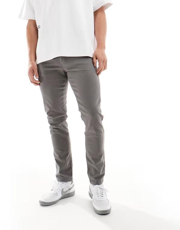 エイソス メンズ ボトムス カジュアルパンツ ASOS DESIGN skinny chinos in charcoal CHARCOAL チャコール