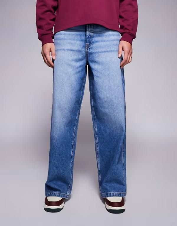 エイソス メンズ ボトムス デニムパンツ ジーンズ ASOS DESIGN super baggy jeans in mid wash Mid wash blue ブルー