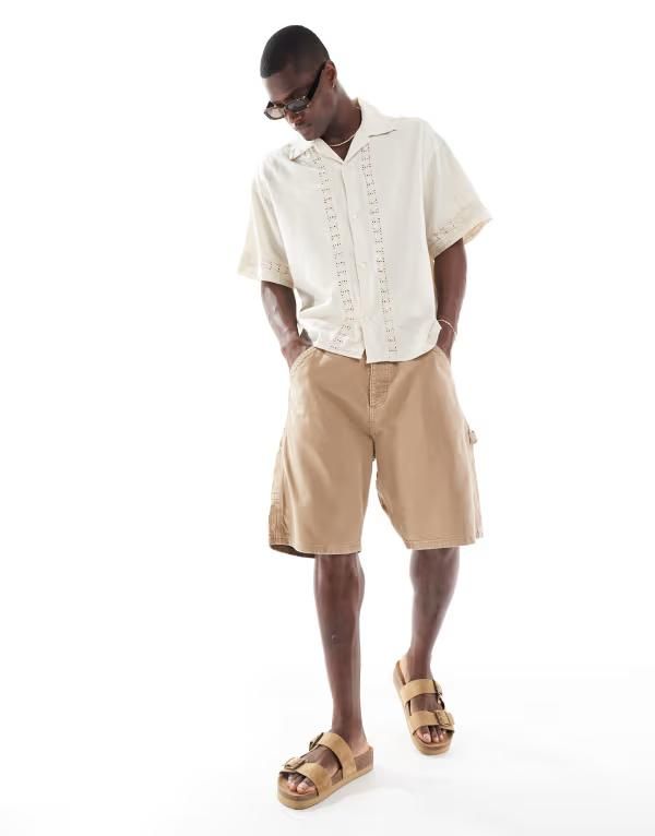 ジャック アンド ジョーンズ メンズ ボトムス ハーフパンツ・ショーツ ショートパンツ Jack Jones baggy fit carpenter shorts in tan Otter タン