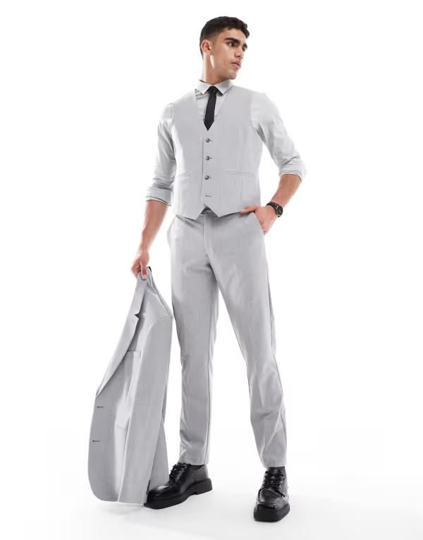 エイソス メンズ ボトムス カジュアルパンツ パンツ ASOS DESIGN slim suit pants Mid gray グレー
