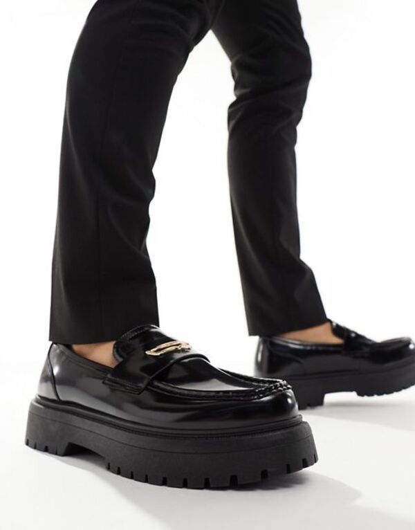 エイソス メンズ シューズ スリッポン・ローファー ローファー ASOS DESIGN chunky loafers with snaffle Black ブラック 17,985円