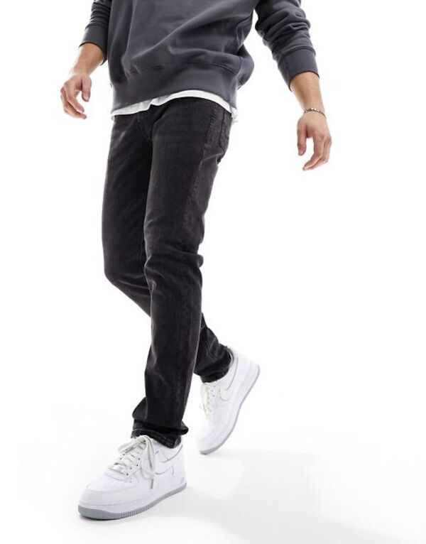 ジャック アンド ジョーンズ メンズ ボトムス デニムパンツ スリムフィット Jack Jones Essentials Glenn slim fit jean in washed Black Denim ブラック
