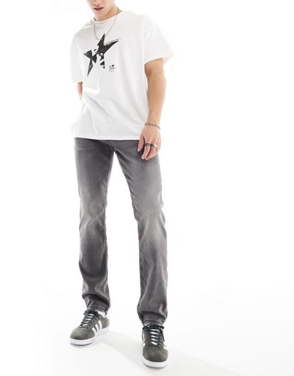 オンリーアンドサンズ メンズ ボトムス デニムパンツ スリムフィット ジーンズ Only Sons stretch jeans in slim fit Gray denim グレー