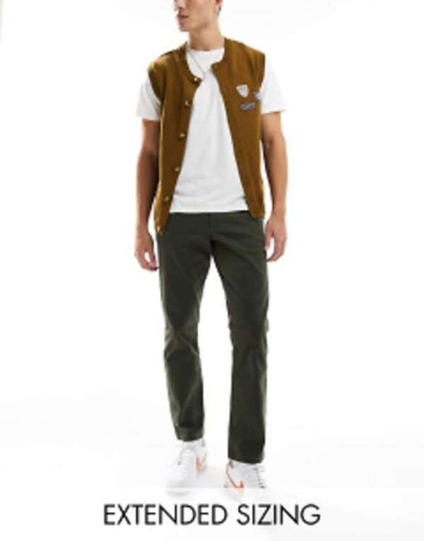 エイソス メンズ ボトムス カジュアルパンツ ASOS DESIGN slim chinos in dark Khaki カーキ 8,125円