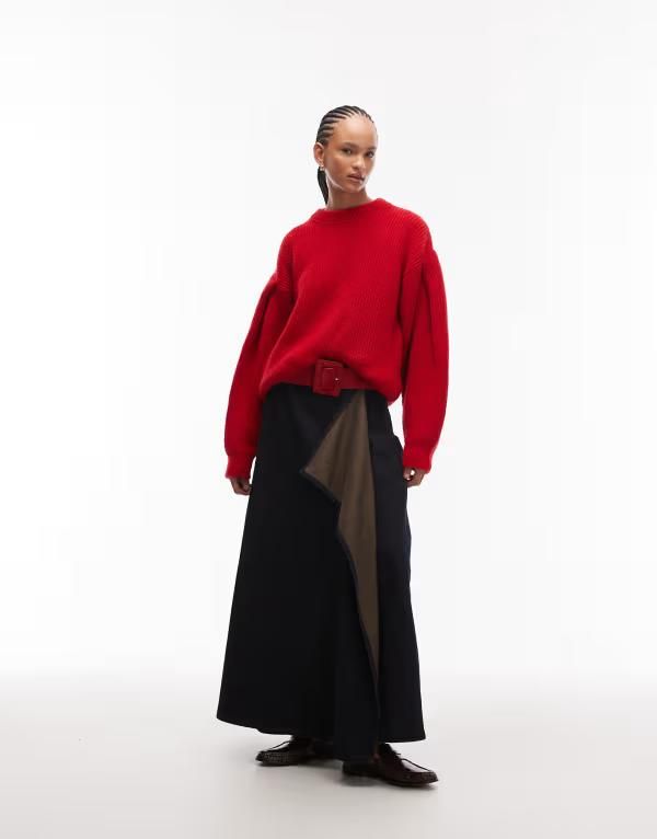 エイソス レディース ボトムスカート デニム ASOS DESIGN denim hanky hem skirt indigo with brown tint INDIGO インディゴ
