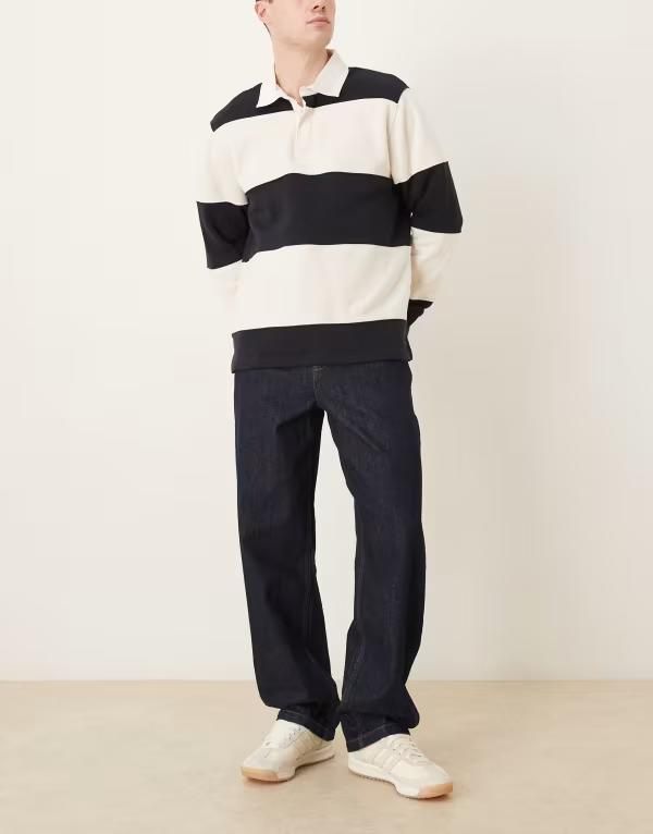 エイソス メンズ ボトムス デニムパンツ ジーンズ ASOS DESIGN baggy indigo jeans with exposed button fly INDIGO インディゴ