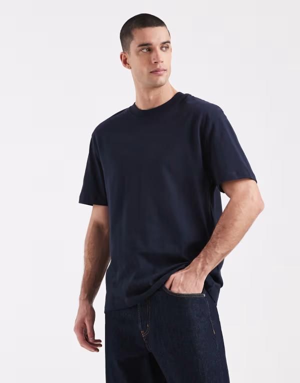 エイソス メンズ トップス Tシャツ ASOS DESIGN heavyweight relaxed tshirt Sky captain ネイビー