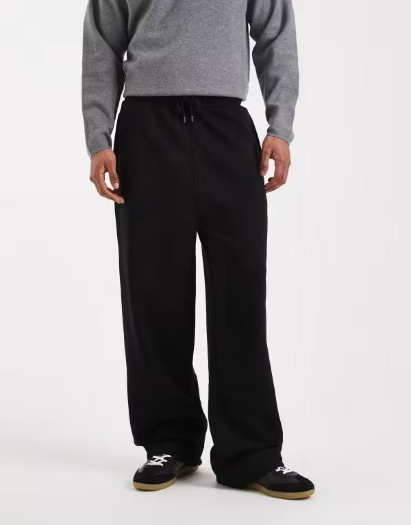 エイソス メンズ ボトムス カジュアルパンツ スウェットパンツ ASOS DESIGN essentials wide fit sweatpants Black ブラック