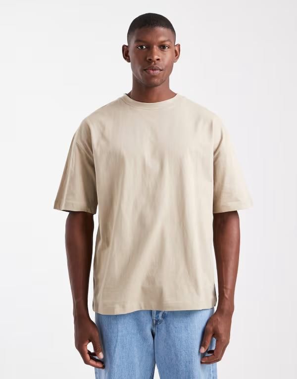 エイソス メンズ トップス Tシャツ ASOS DESIGN essential oversized Tshirt Crockery ベージュ