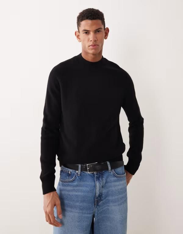 マンゴ メンズ アウター ニット・セーター ウール Mango premium 100 wool sweater Black ブラック
