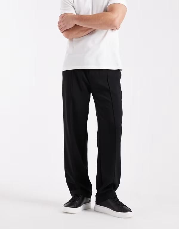 オンリーアンドサンズ メンズ ボトムス カジュアルパンツ ONLY SONS loose fit pintuck pants Black ブラック