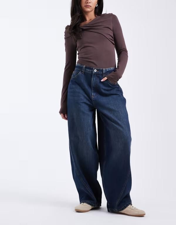 コルージョン レディース ボトムス デニムパンツ ジーンズ COLLUSION circular design collection xl balloon jeans in rinse wash Rinse wash
