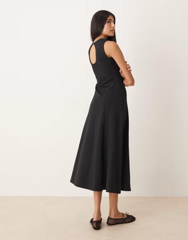 エイソス レディース トップス ワンピース ミディワンピース ミディ ノースリーブ コットン ASOS DESIGN cotton sleeveless midi dress Black ブラック